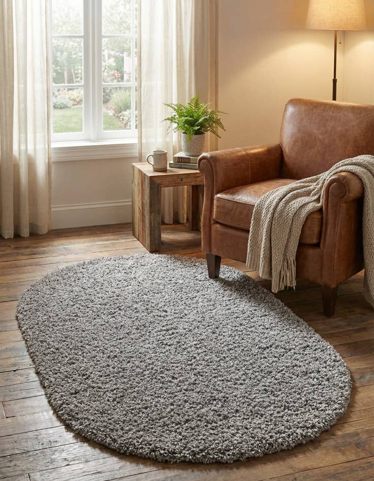 Detail image of 3' x 5' 3 Solid Shag Oval Rug