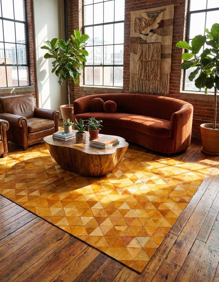 Detail image of 5' 2 x 8' 1 Cowhide Stocks Rug