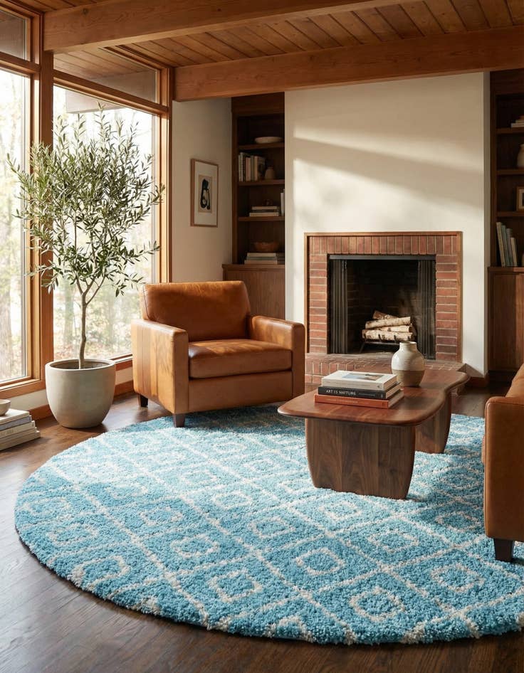 Detail image of 10' x 10' Trellis Shag Round Rug