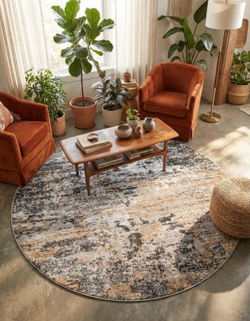Beige Leipzig Round Rug