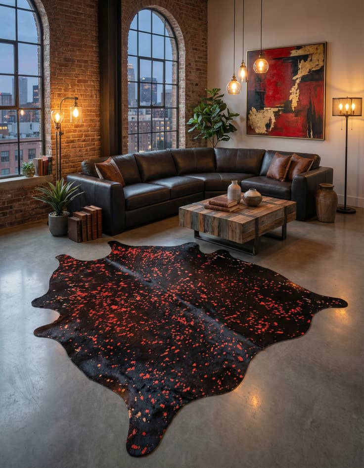 Detail image of 6' 2 x 7' 9 Cowhide Leather Rug