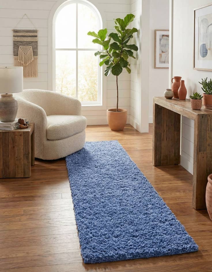 Detail image of 2' 7 x 10' Solid Shag Runner Rug