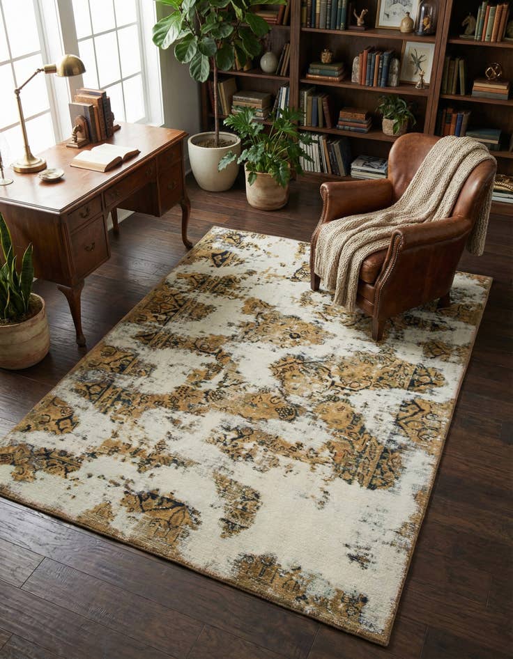 Detail image of 4' x 5' 6 Hand Knotted Ultra Vintage Persian Wool Rug