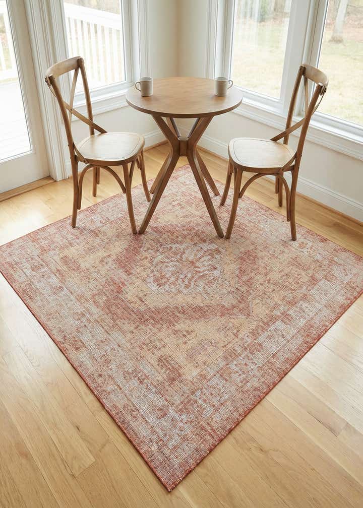 5' 3 x 5' 3 Easy-Clean Traditional Indoor / Outdoor Square Rug