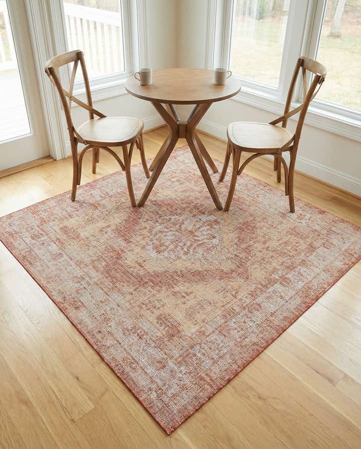 5' 3 x 5' 3 Easy-Clean Traditional Indoor / Outdoor Square Rug