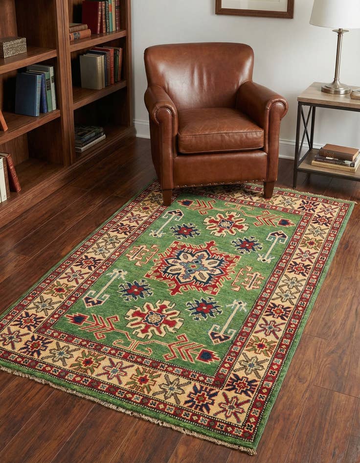 Detail image of 3' 4 x 5' Hand Knotted Kazak Rug