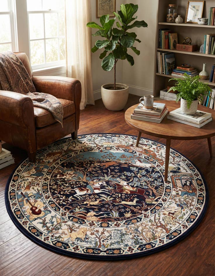 Detail image of 5' 3 x 5' 3 Nain Design Round Rug