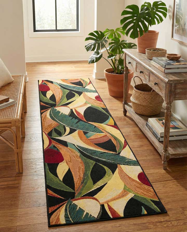 2' 7 x 10' Easy-Clean Botanical Indoor / Outdoor Runner Rug