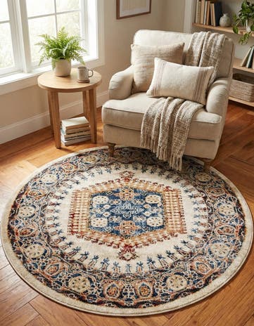 Cream Arcadia Round Rug