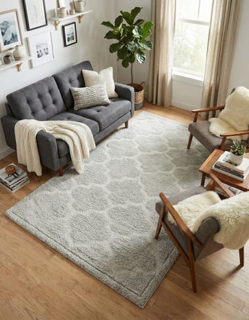 Gray Lattice Shag Rug