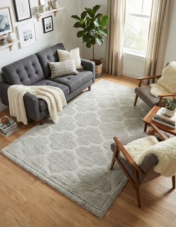 Gray Lattice Shag Rug