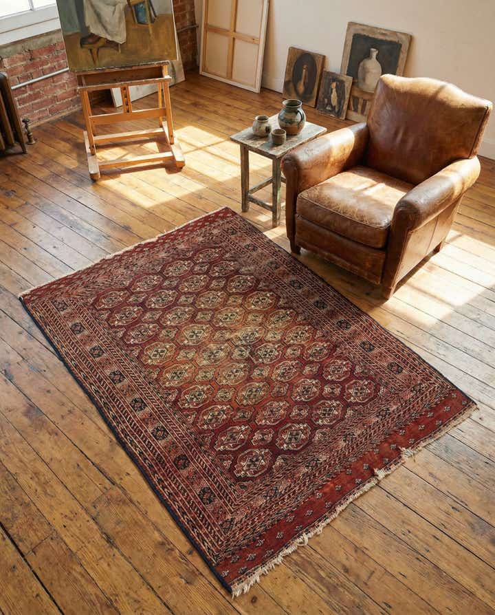 130cm x 165cm Handgeknüpft Torkaman Orientalisch Wolle Teppich
