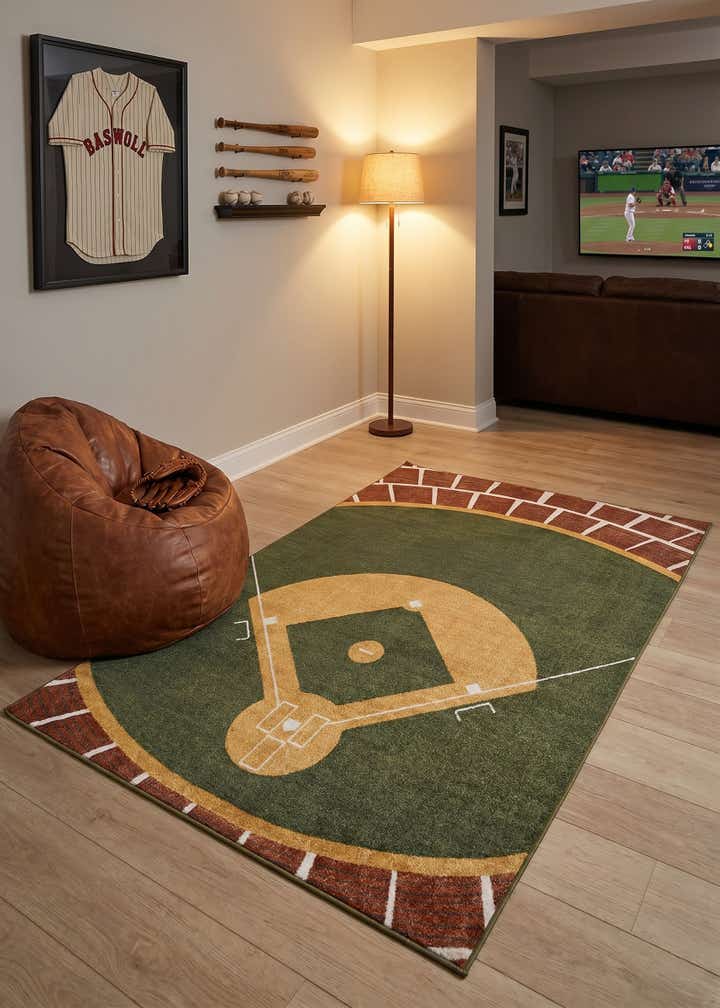 5' 3 x 8' Sports Washable Rug