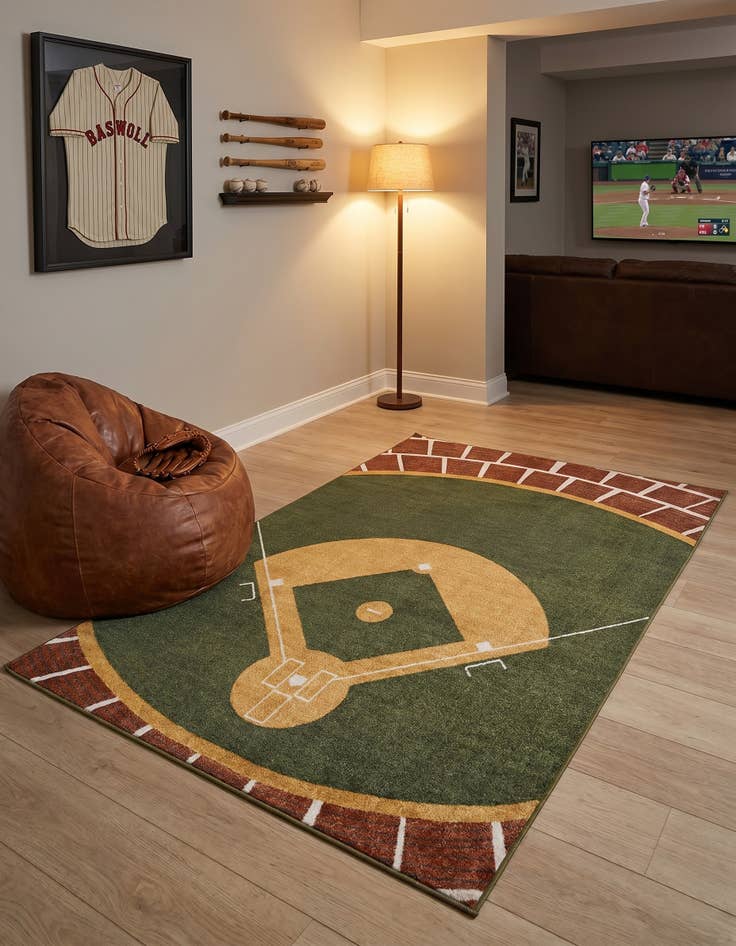 Detail image of 5' 3 x 8' Sports Washable Rug