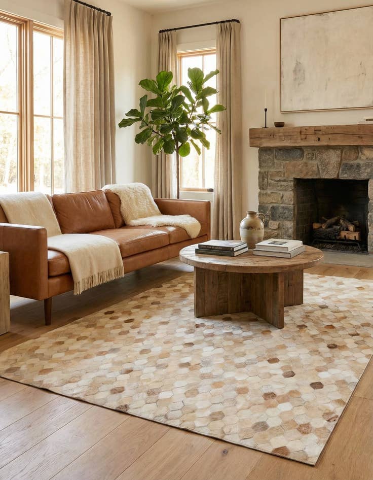 Detail image of 4' 8 x 6' 8 Cowhide Stocks Rug