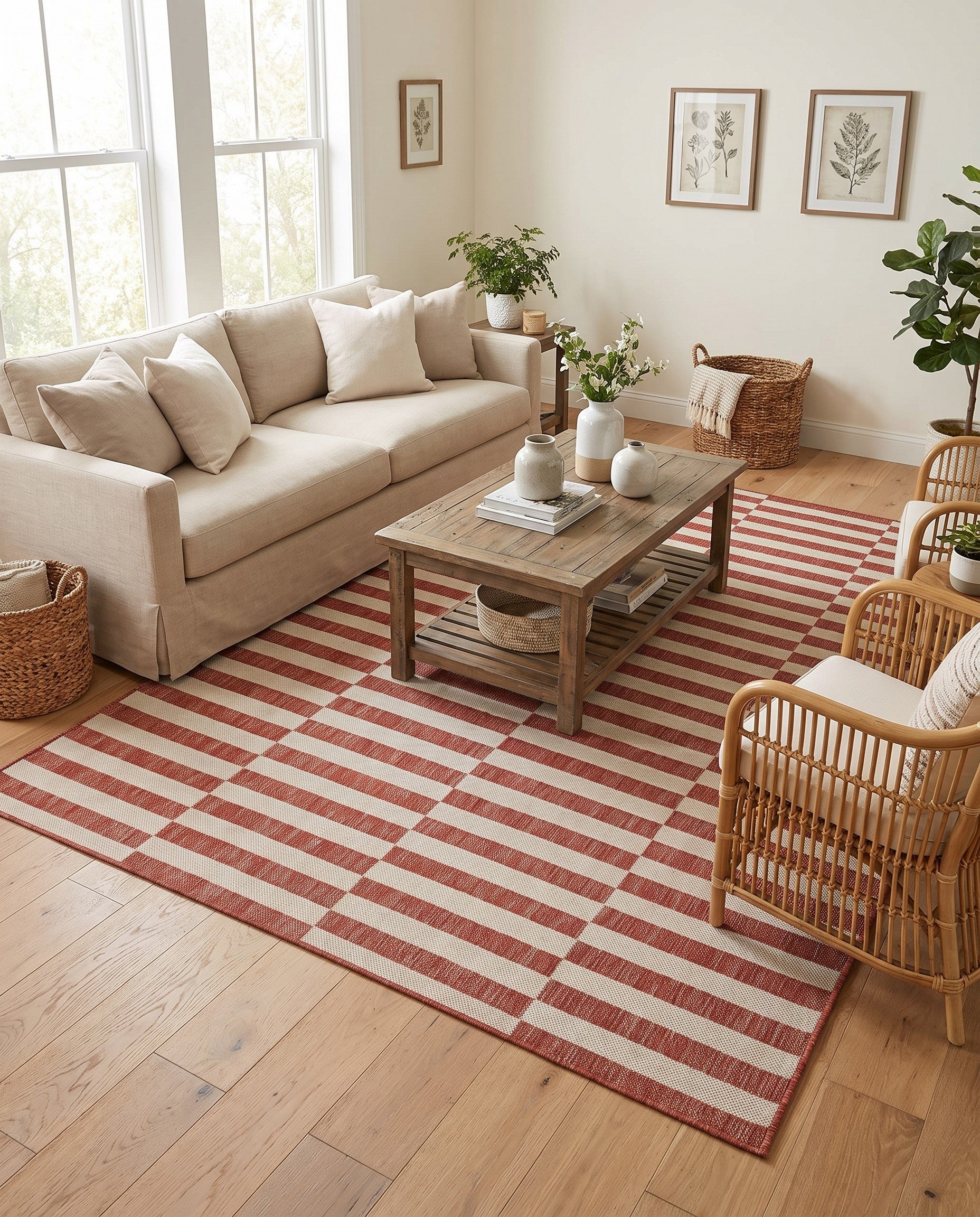 5' 3 x 8' Easy-Clean Ribbon Indoor / Outdoor Rug