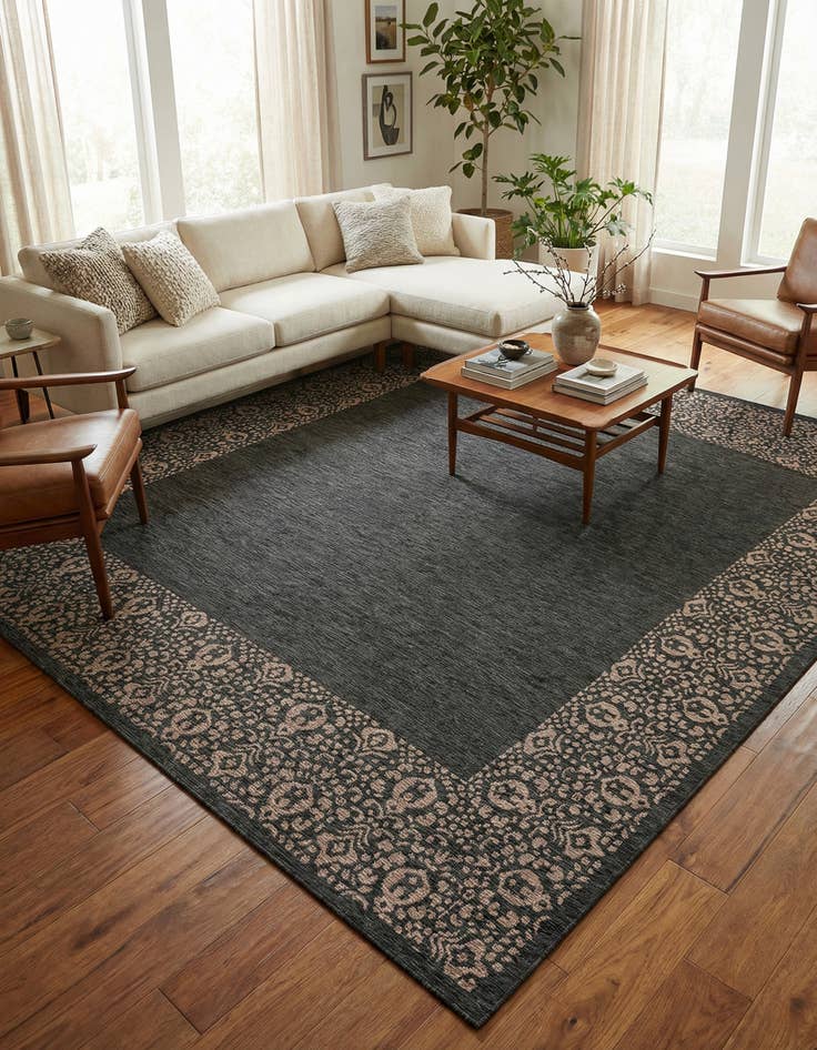Detail image of 13' x 13'  Washable Border Indoor / Outdoor Square Rug