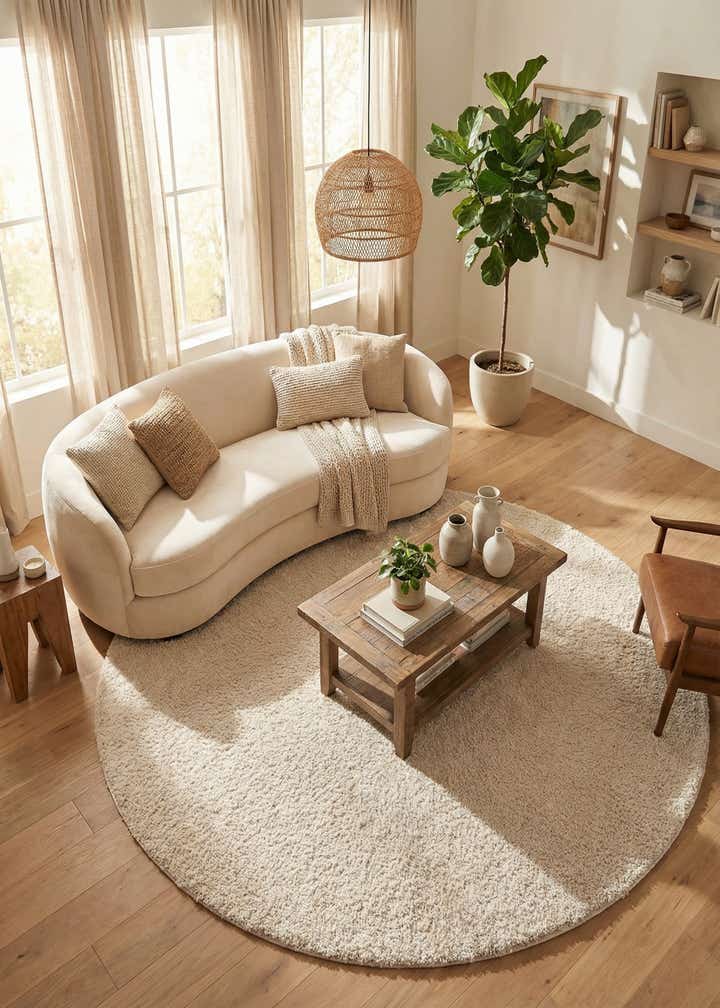 8' x 8' Solid Frieze Round Rug