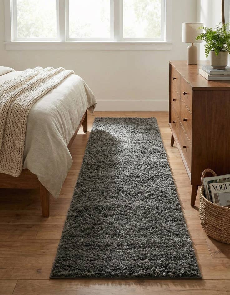 Detail image of 2' x 6' Solid Shag Runner Rug