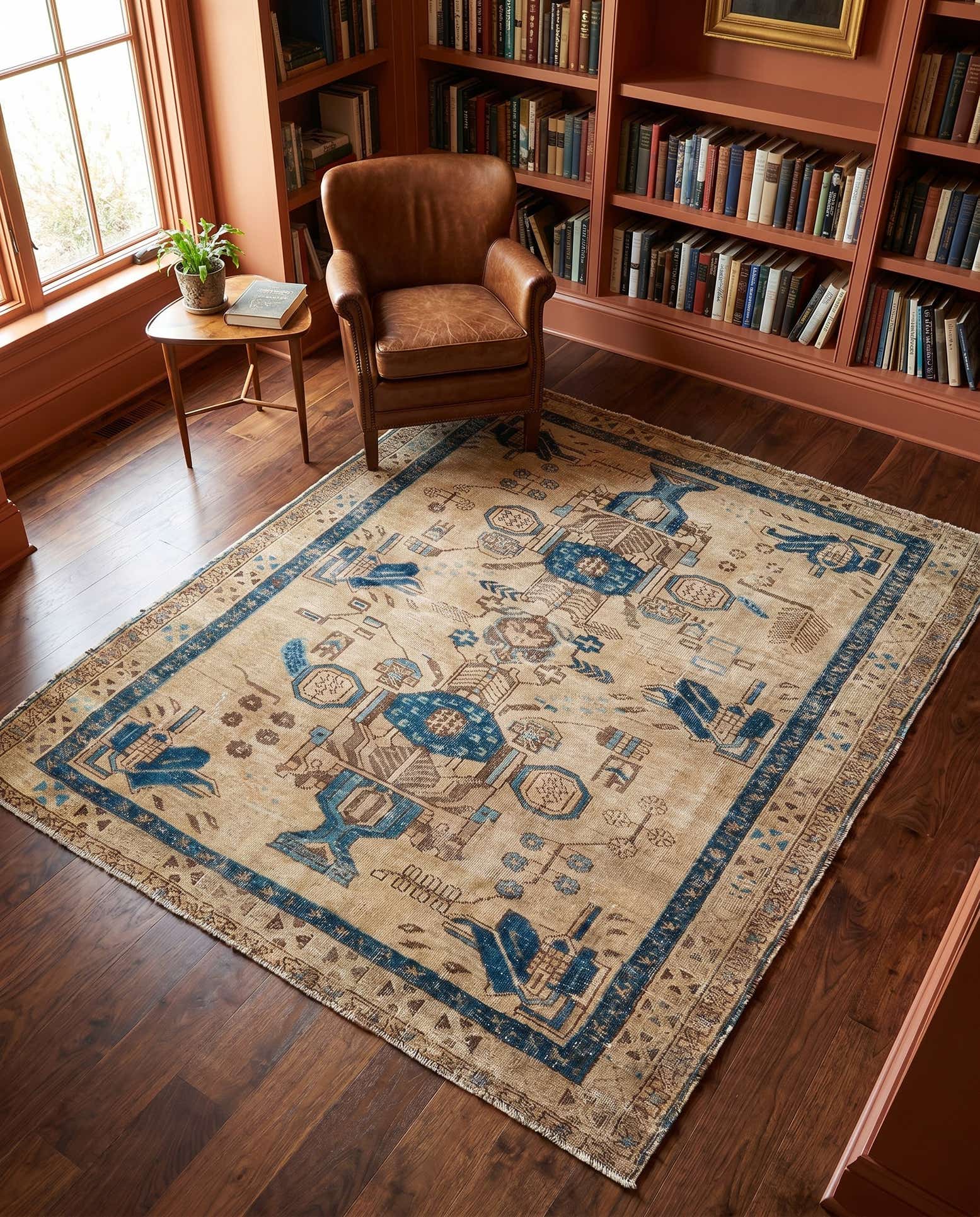 5' 2 x 6' 7 Hand Knotted Ultra Vintage Persian Wool Square Rug