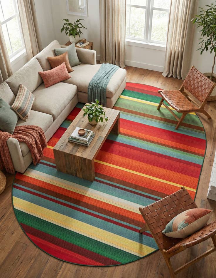Detail image of 7' 10 x 10' Easy-Clean Modern Indoor / Outdoor Oval Rug