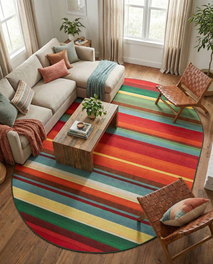 Detail image of 7' 10 x 10' Easy-Clean Modern Indoor / Outdoor Oval Rug