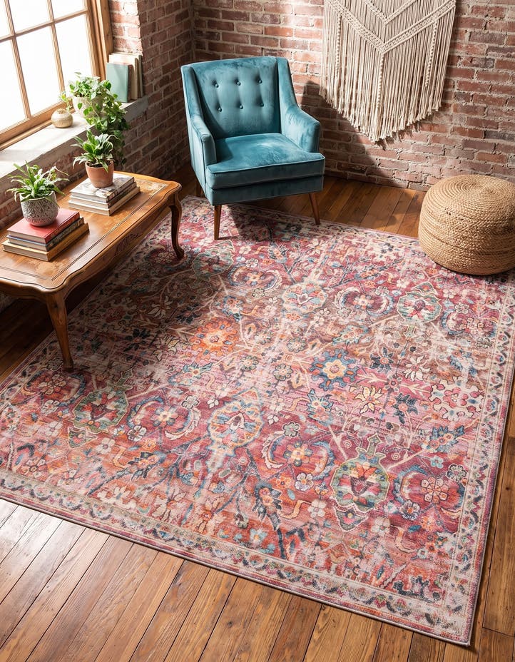 7' 10 x 7' 10 Washable Nostalgia Square Rug