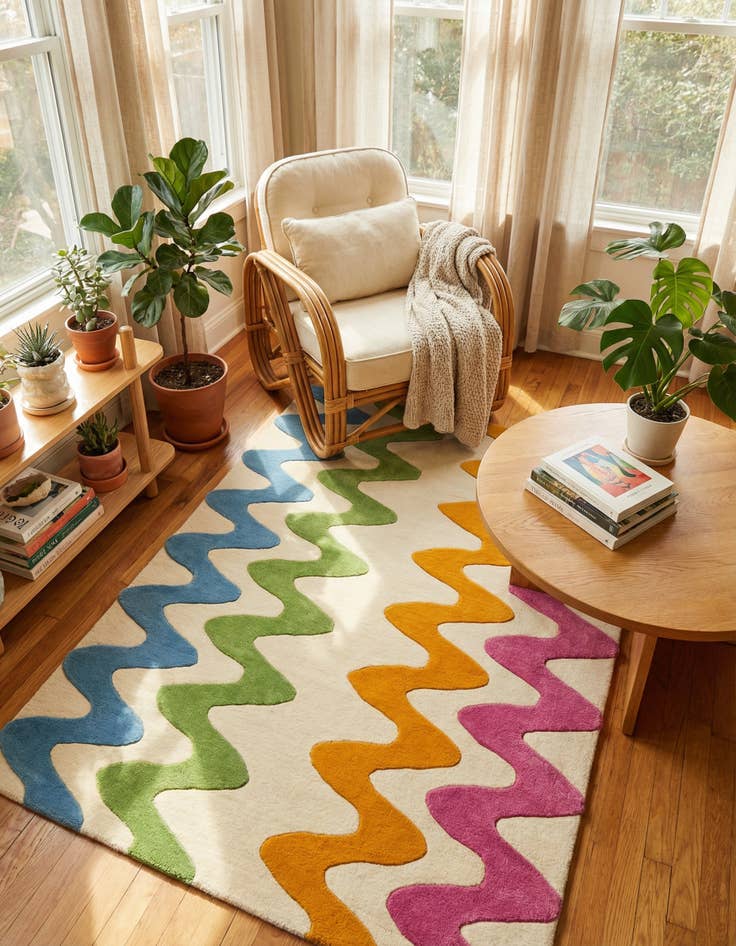 Detail image of 5' 1 x 8' Happy Rugs Wavy Wool