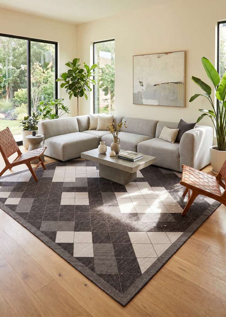 13' x 13' Easy-Clean Modern Indoor / Outdoor Square Rug
