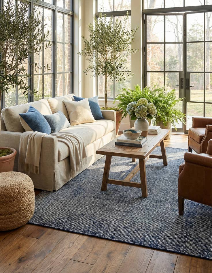 Detail image of 5' 1 x 8'  Hand Woven Jill Zarin English Manor Farmhouse Wool Rug