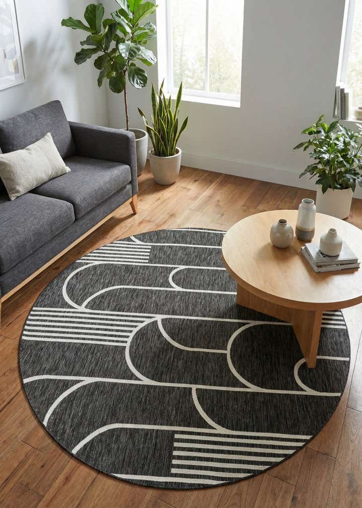 7' 10 x 7' 10 Easy-Clean Modern Indoor / Outdoor Round Rug