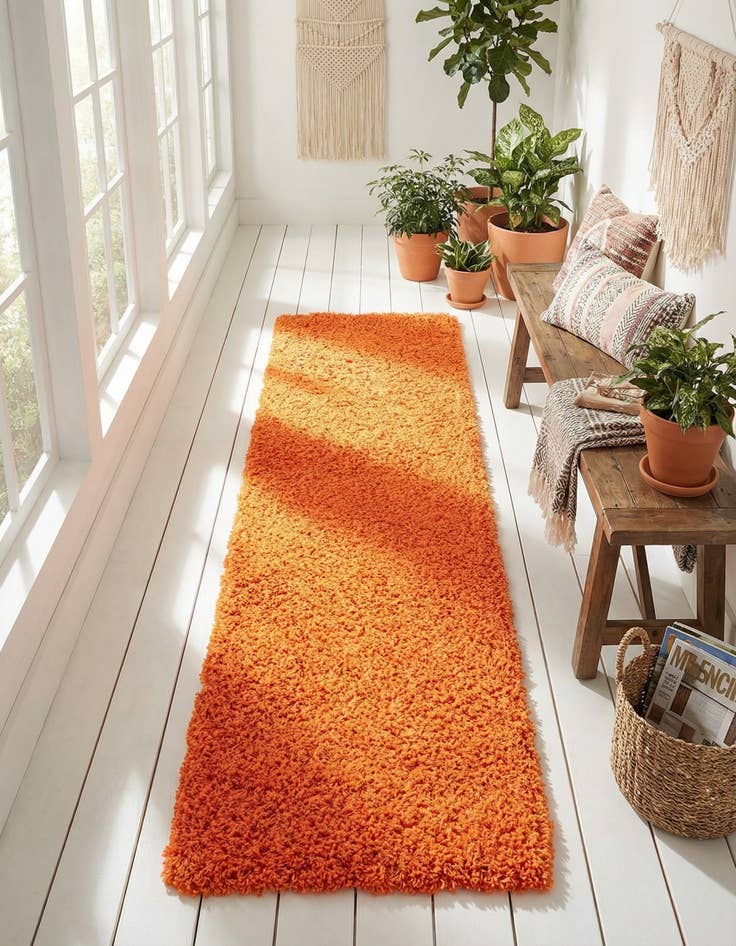 Detail image of 2' x 6' 5 Solid Shag Runner Rug