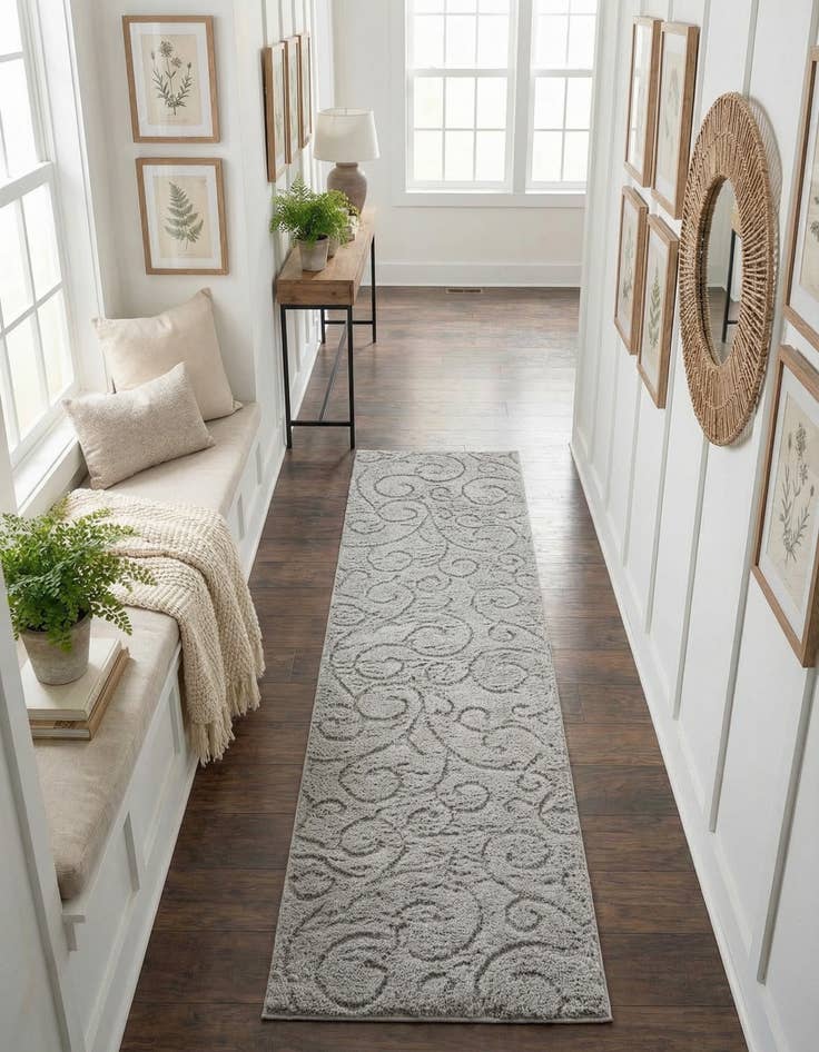 Detail image of 2' 7 x 10' Botanical Shag Runner Rug