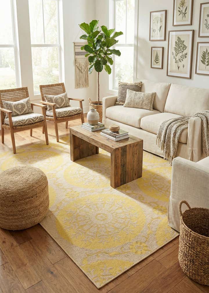 7' x 10' Easy-Clean Botanical Indoor / Outdoor Rug