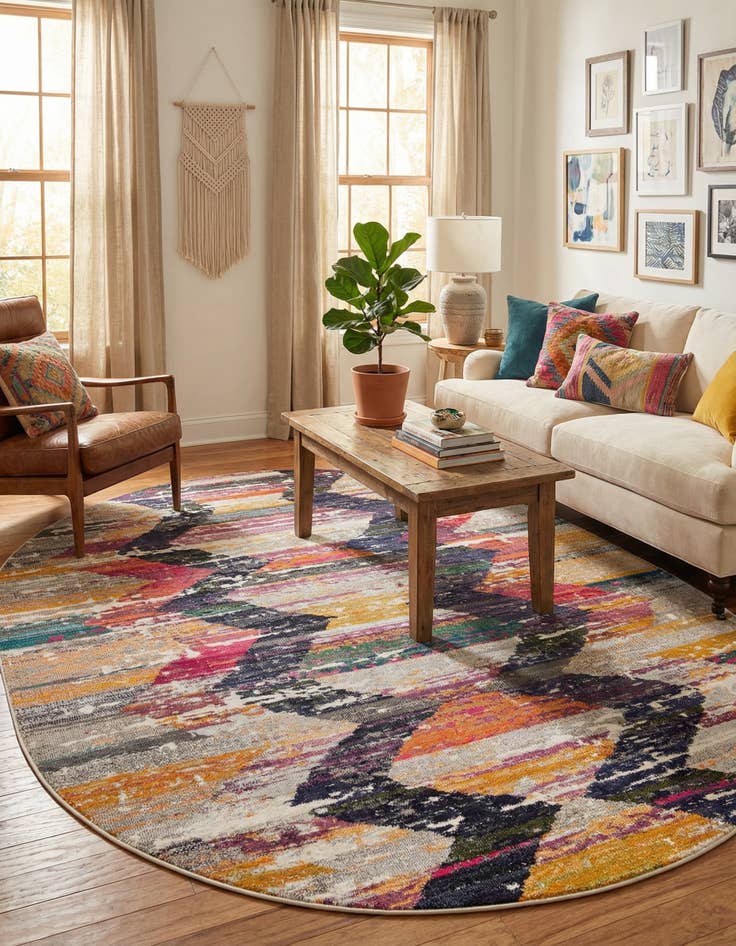 Detail image of 7' 10 x 10'  Washable Vivid Oval Rug