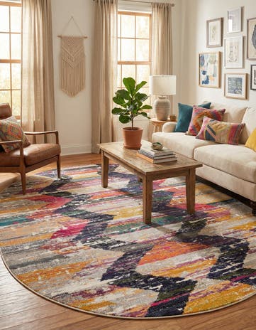 7' 10 x 10' Washable Vivid Oval Rug
