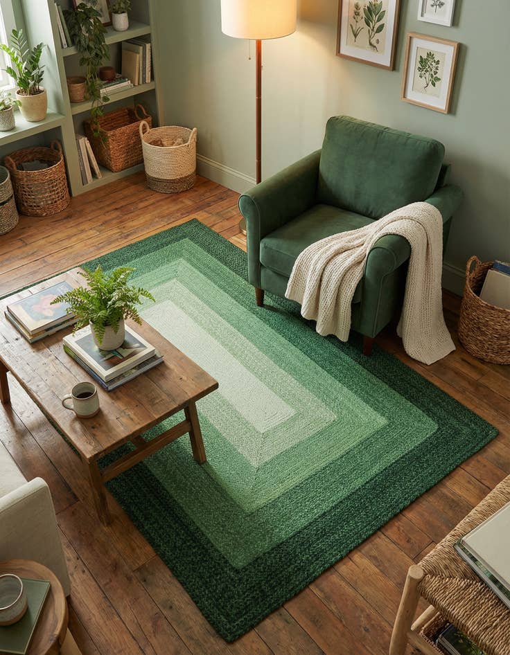 Detail image of 5' 1 x 8' Handmade Hand Braided Wool Rug