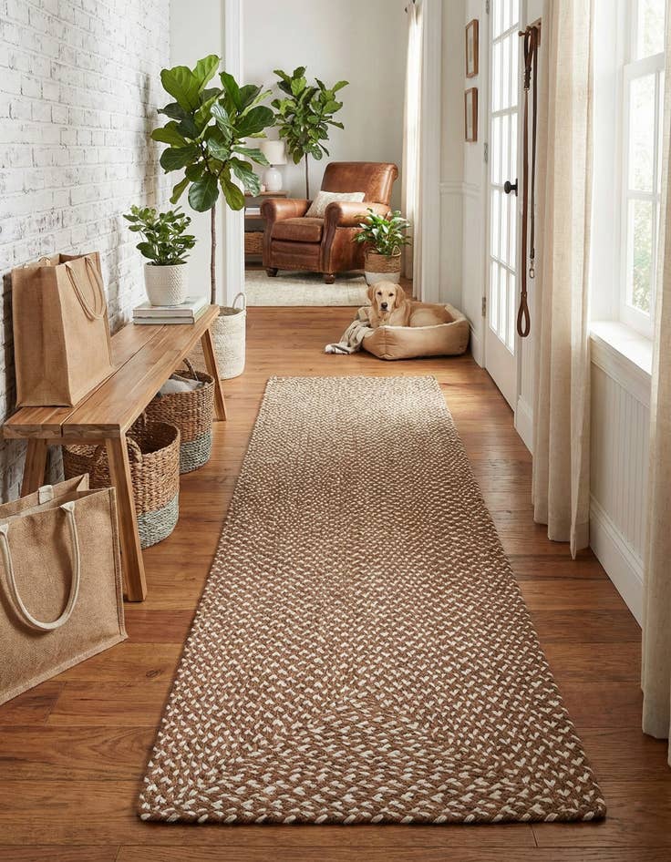 Detail image of 2' x 8' Handmade Tweed Braided Jute Runner Rug