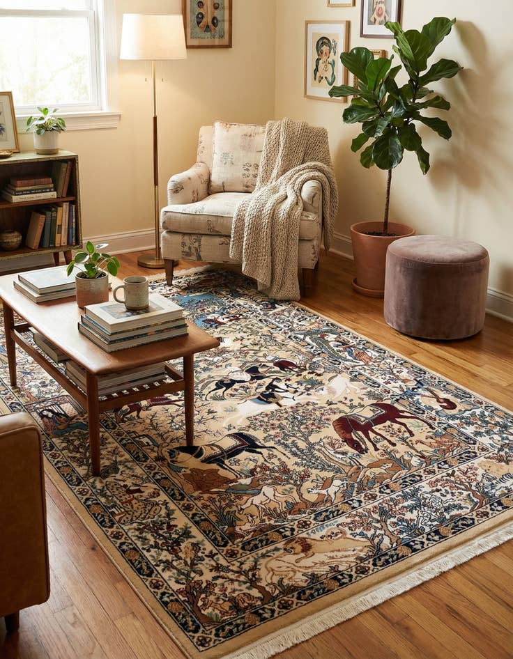 Detail image of 5' 3 x 8' Nain Design Rug