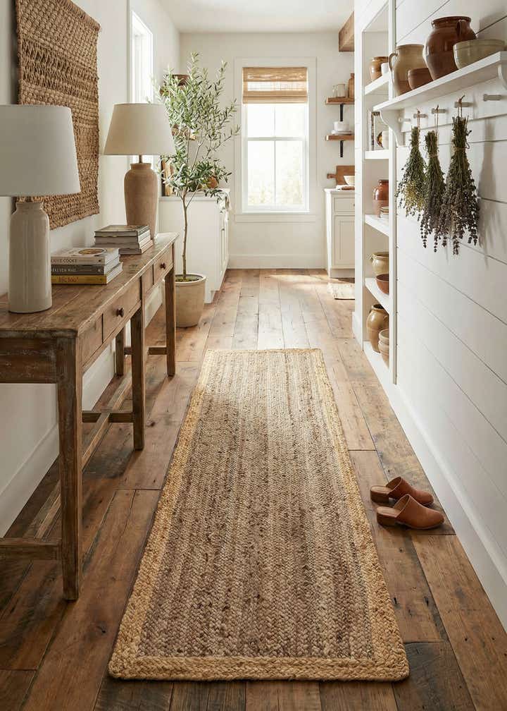 2' x 8' Handmade Braided Jute Runner Rug