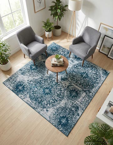 Blue Monte Carlo Square Rug