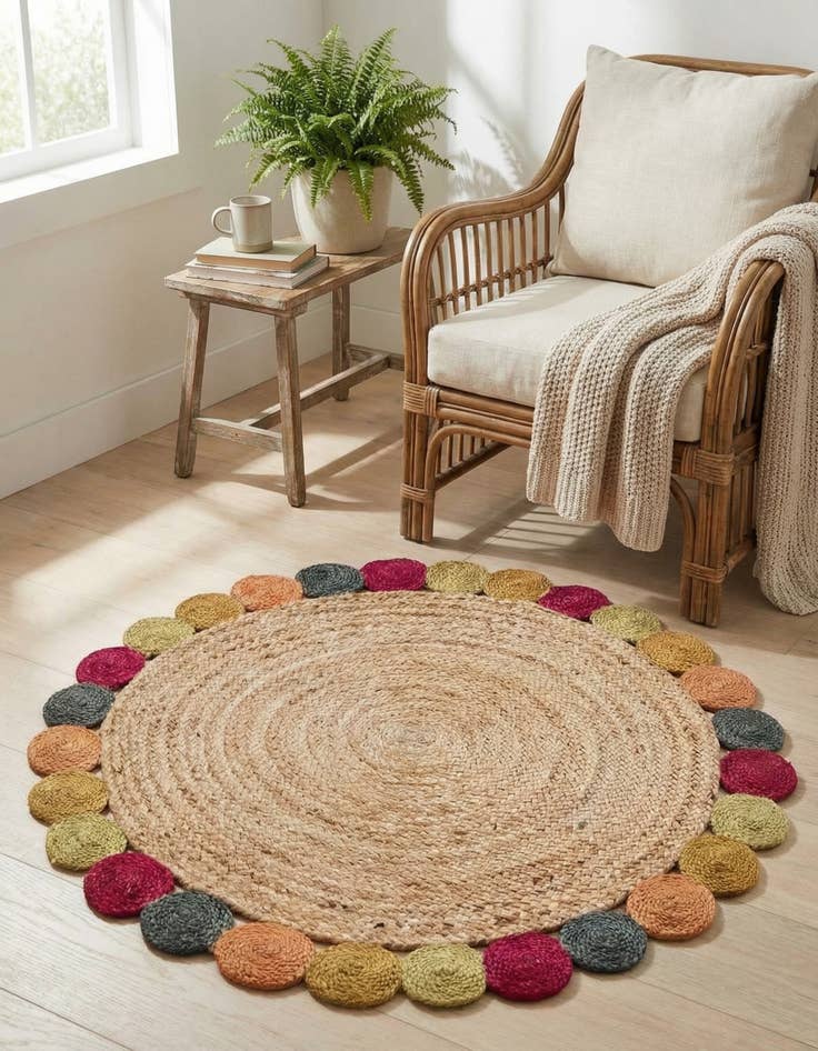 Detail image of 3' 3 x 3' 3 Handmade Braided Jute Round Rug