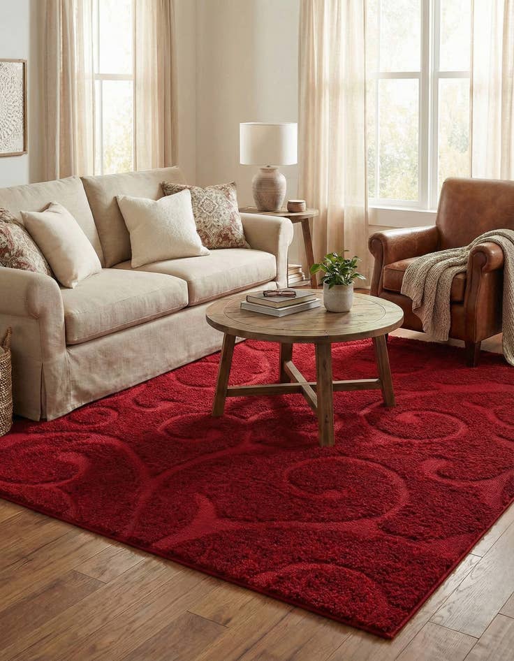 Detail image of 7' 10 x 7' 10 Floral Shag Square Rug