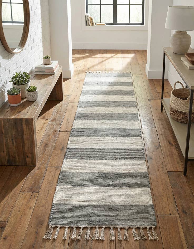 Detail image of 2' 2 x 10' Hand Woven Chindi Rag Runner Rug