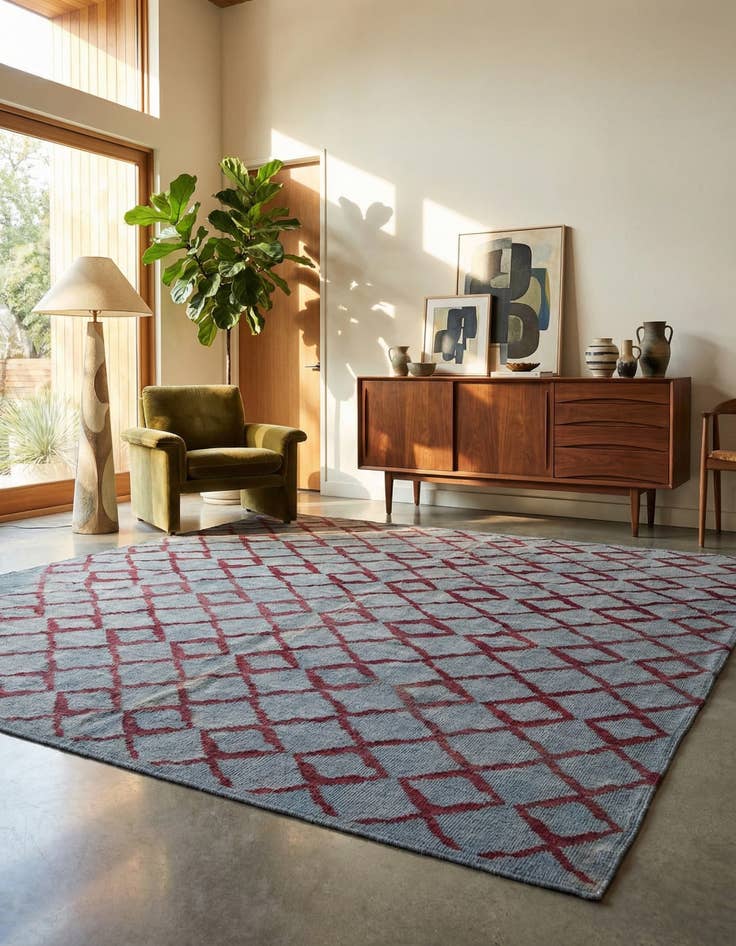 Detail image of 6' 3 x 7' 10 Hand Woven Kilim Modern Wool Square Rug