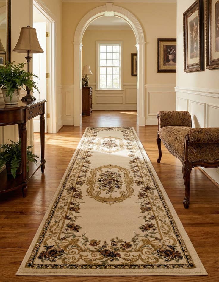 Detail image of 2' 7 x 10' Classic Aubusson Runner Rug