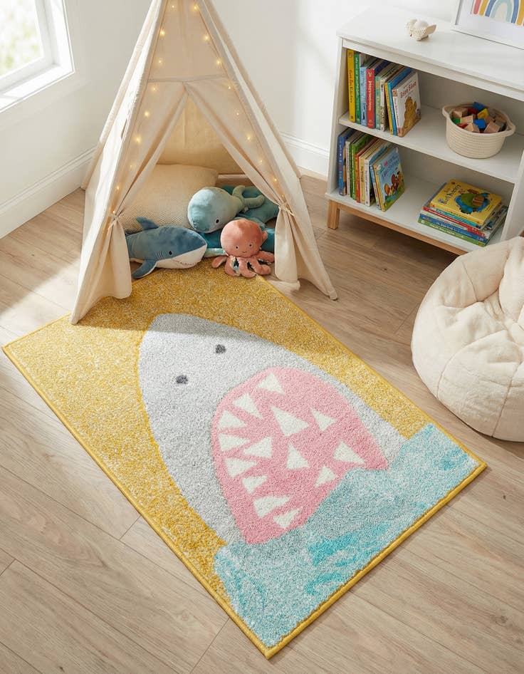 Detail image of 2' 2 x 3' 1 Shark Whimsy Kids Rug