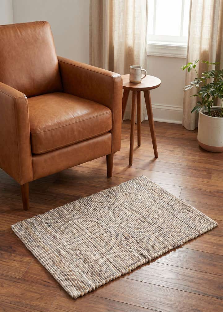 2' x 3' 1 Hand Woven Chenille Jute Rug
