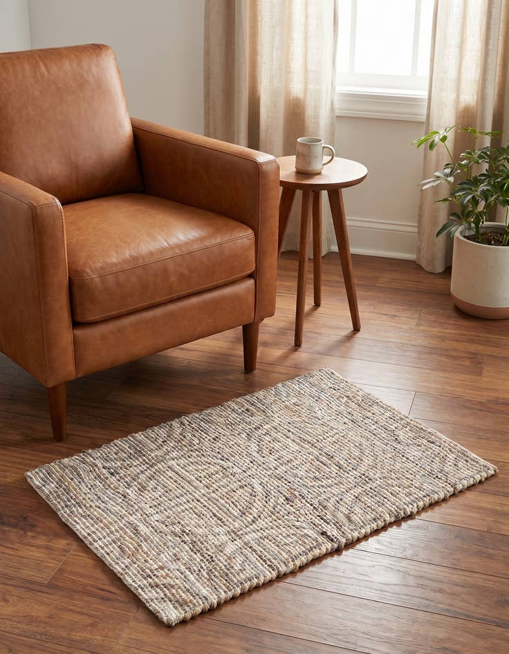 Detail image of 2' x 3' 1 Hand Woven Chenille Jute Rug