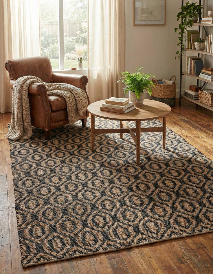 Detail image of 7' 1 x 10' Hand Woven Chindi Jute Rug